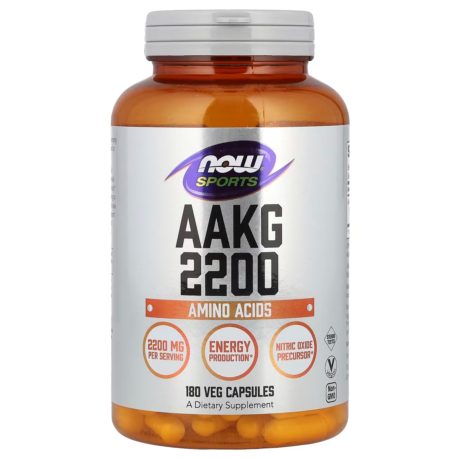Now Foods Sports AAKG 2200 Arginine Energy Production 180 Veg Caps