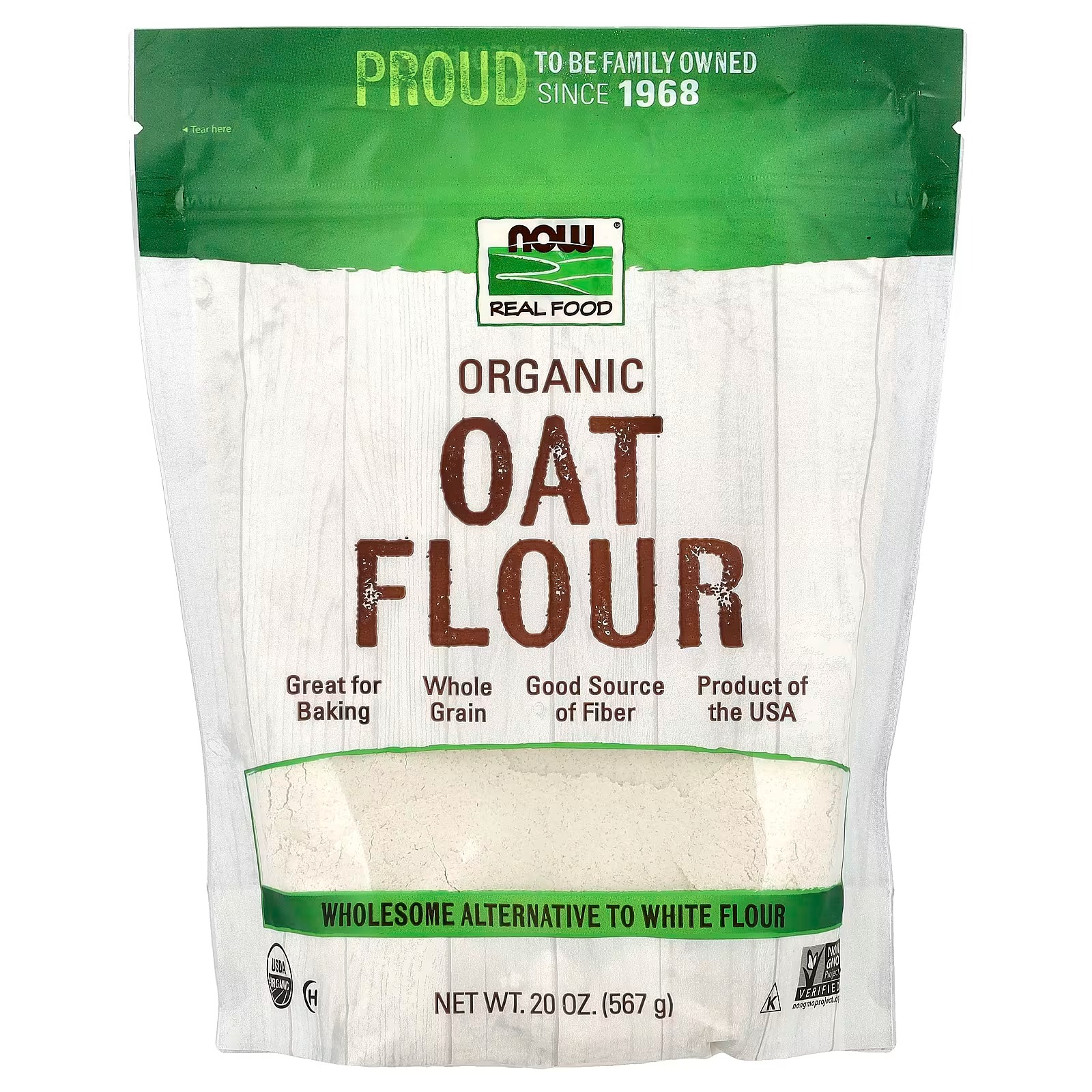 NOW Foods Organic Rolled Oats Source of Fiber Protein and Iron 100% Whole Grain Product of the USA 567 g