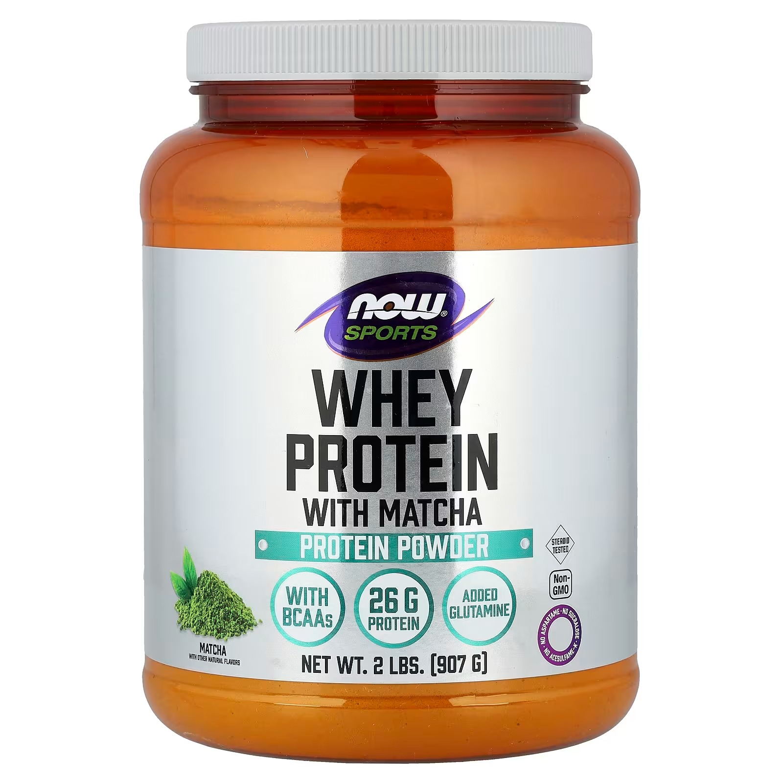 Now Foods Sports Whey Protein 26 g with BCAAs Matcha Powder 907 g