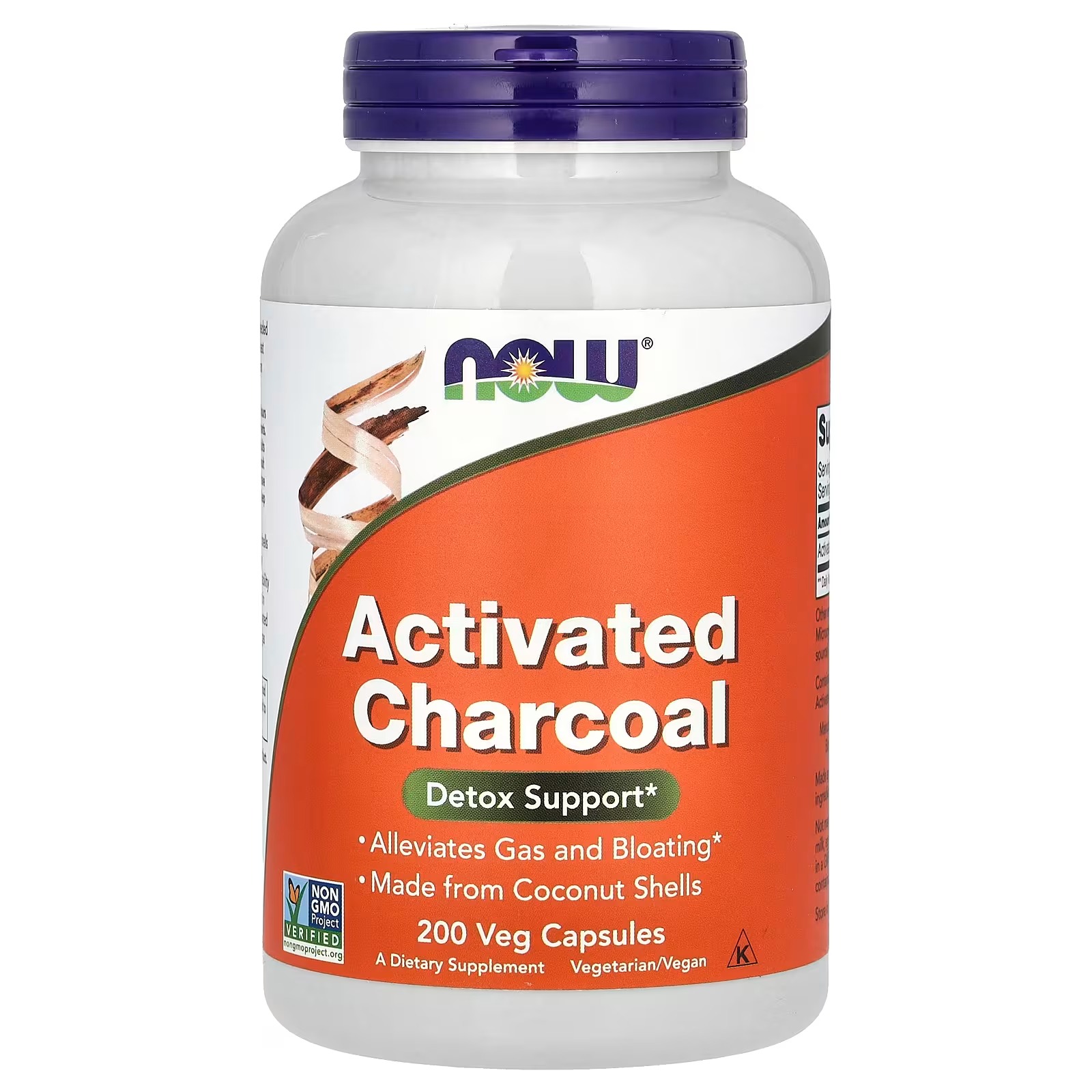NOW Foods Activated Charcoal 200 Veg Capsules (280 mg per Capsule)
