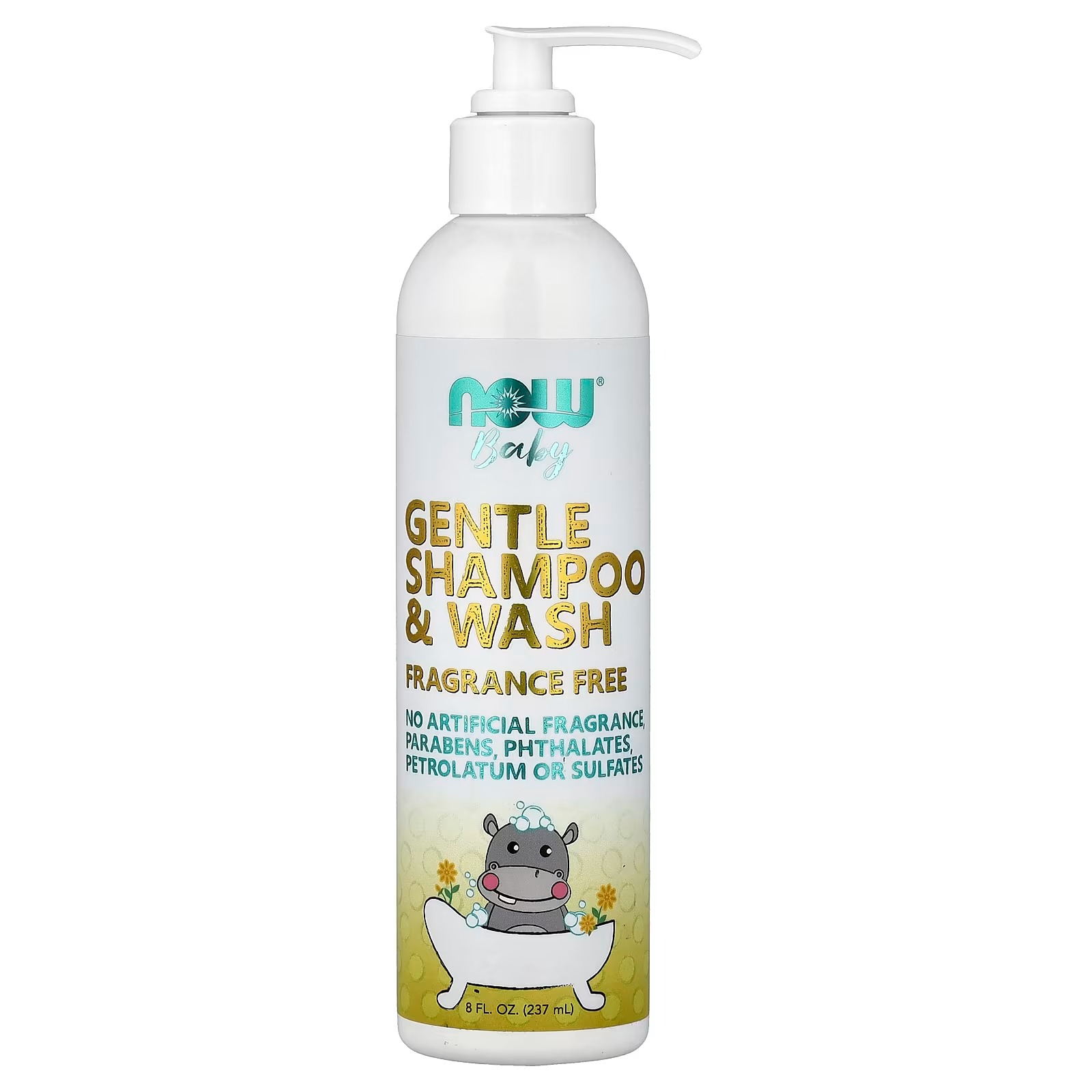 NOW Foods Baby Gentle Shampoo & Wash Fragrance Free with No Artificial Fragrance Parabens Phthalates Petrolatum
