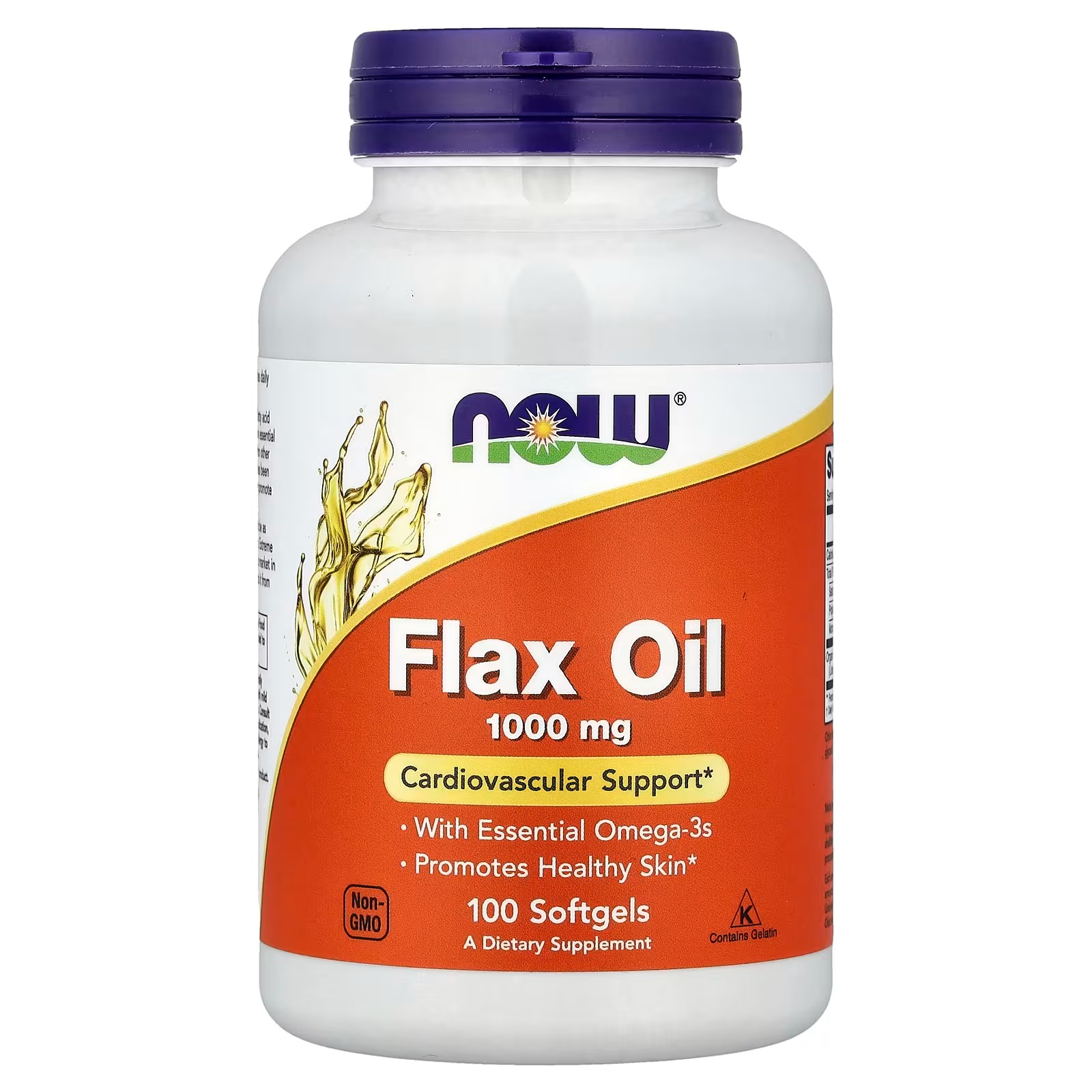 NOW Foods Flax Oil 1000 mg with Essential Omega-3s Cold Pressed Hexane Free Vegan Formula 120 Softgels