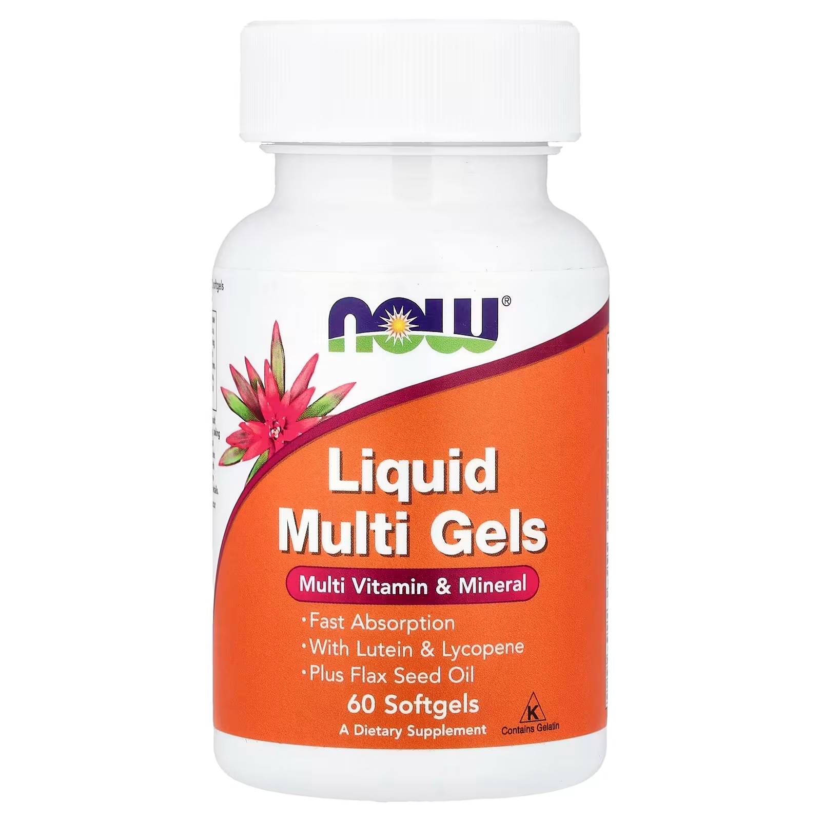 NOW Foods Liquid Multi Gels with Lutein and Lycopene, plus Flax Seed Oil 60 Softgels