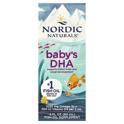 Nordic Naturals Baby’s DHA 1050 mg Omega-3 + 300 IU Vitamin D3-2 oz | Supports Brain, Vision & Nervous System Development in Babies  60 ml