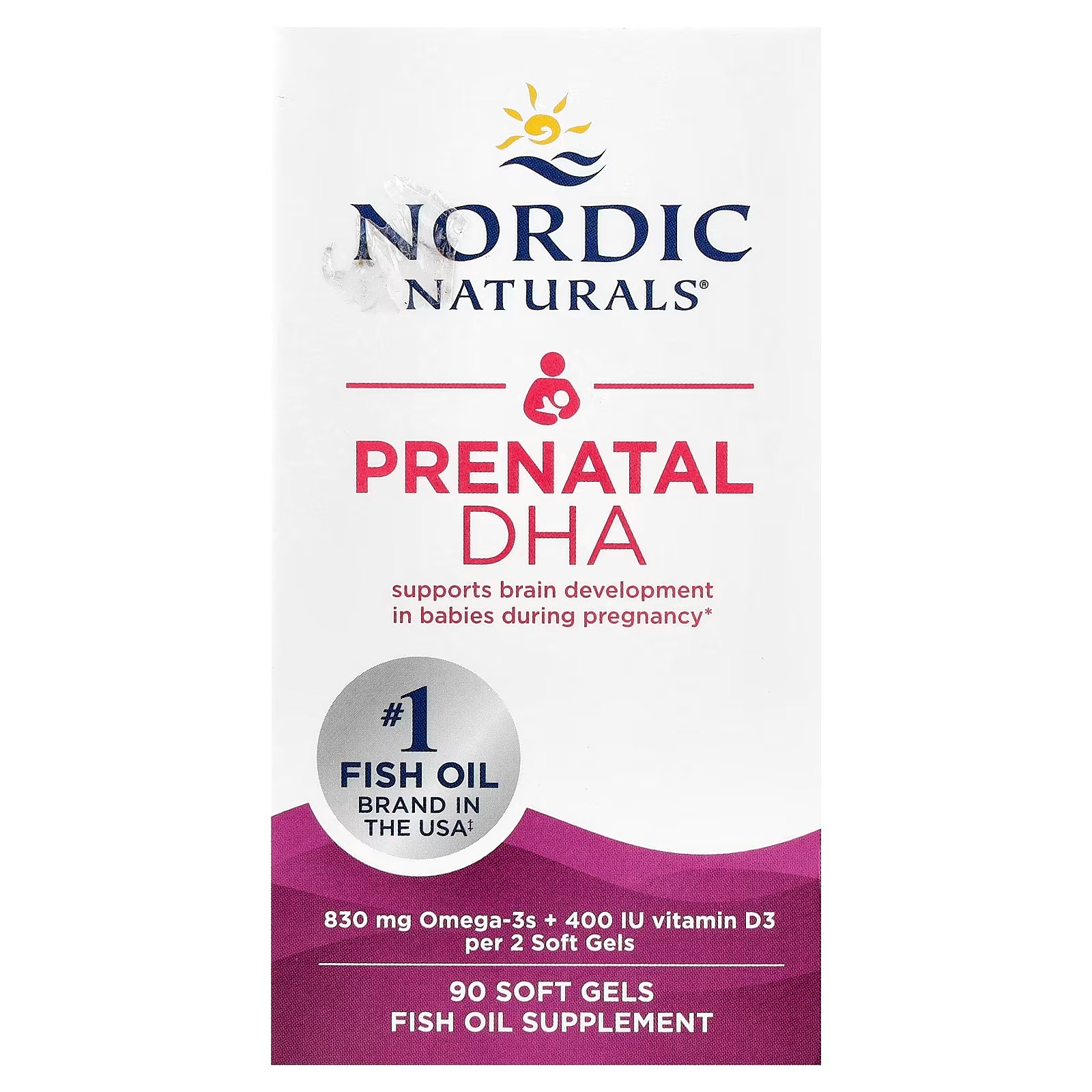 Nordic Naturals Prenatal DHA Omega-3 + Vitamin D3| 830 mg omega-3 plus 400 IU vitamin D3 per serving supports brain development during pregnancy and lactation 90, Softgels