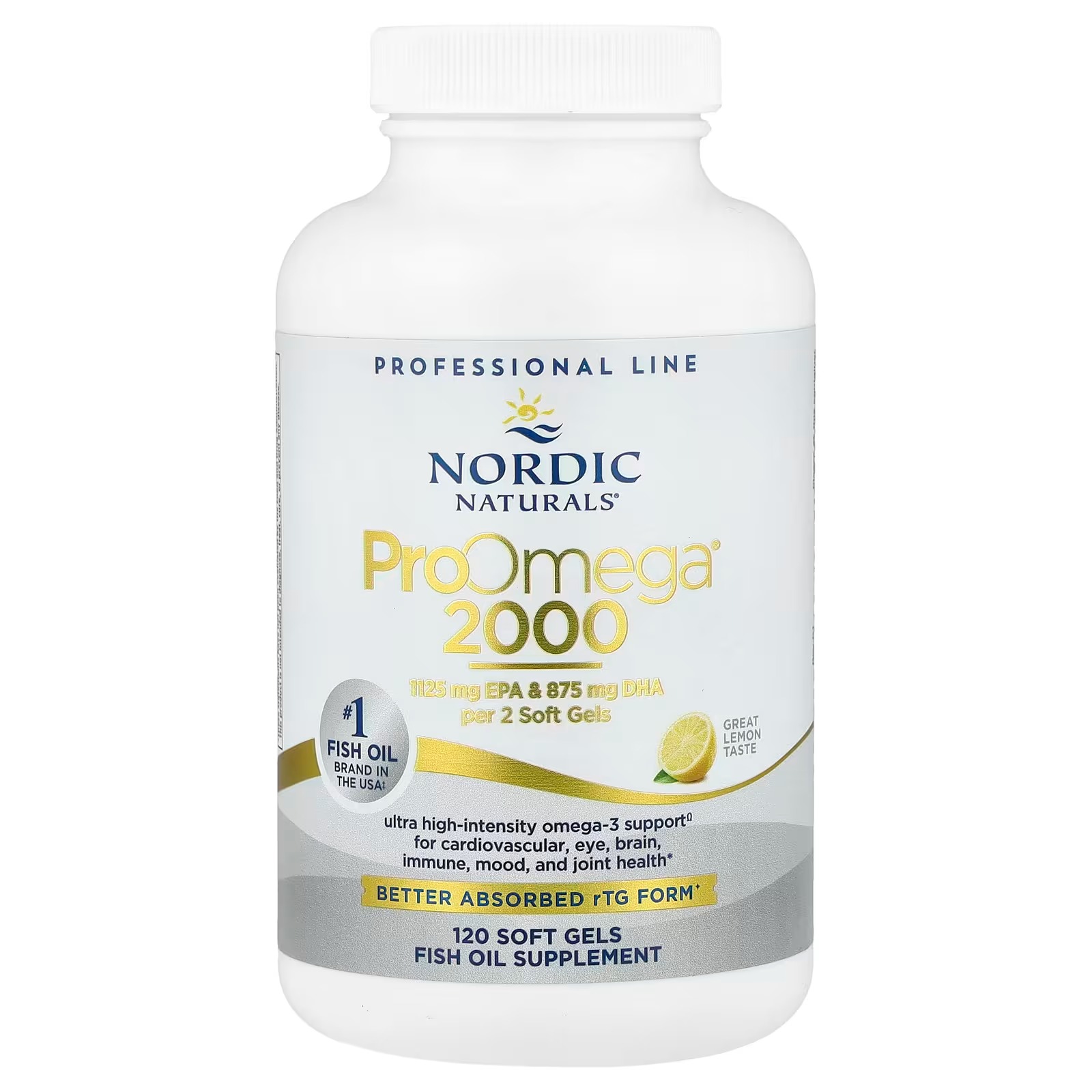 Nordic Naturals ProOmega-3 2150 mg EPA & DHA Fish Oil Lemon - | Ultra high-potency EPA & DHA fish oil supports brain heart 120 Softgel