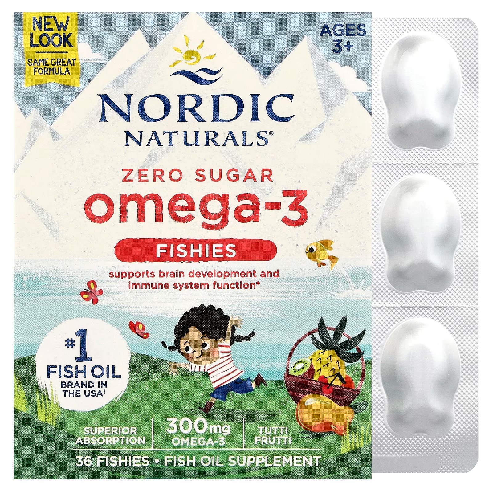 Nordic Naturals Fish Oil for Kids Omega 3 Gummies, 300mg EPA DHA | Supports brain vision & immune developmen 36 Fishies