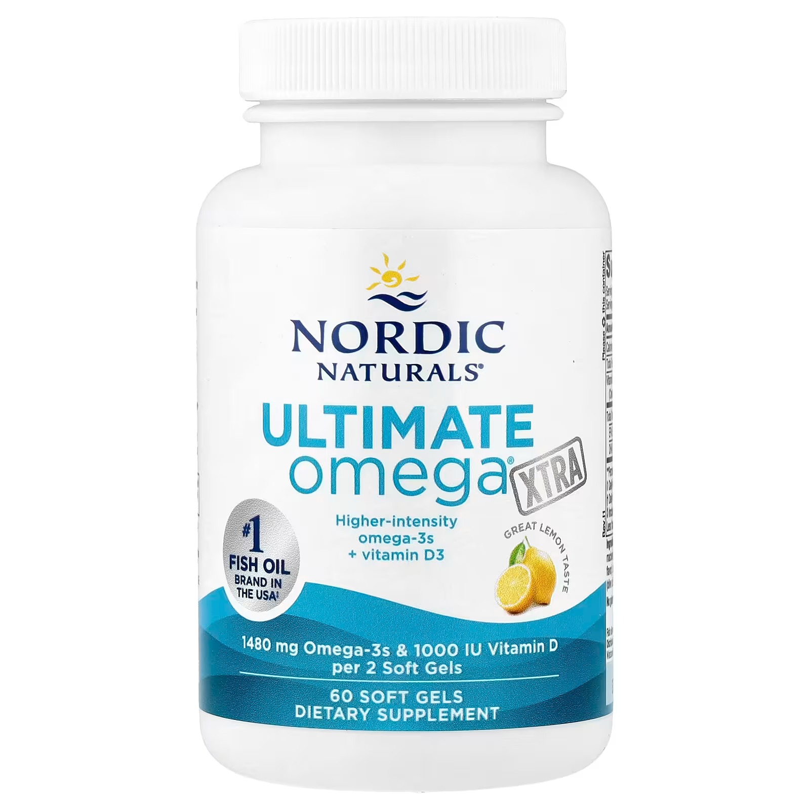 Nordic Naturals Ultimate Omega Xtra, 1480mg + 1000 IU D3 EPA&DHA| Brain heart & immune support  60 Softgels