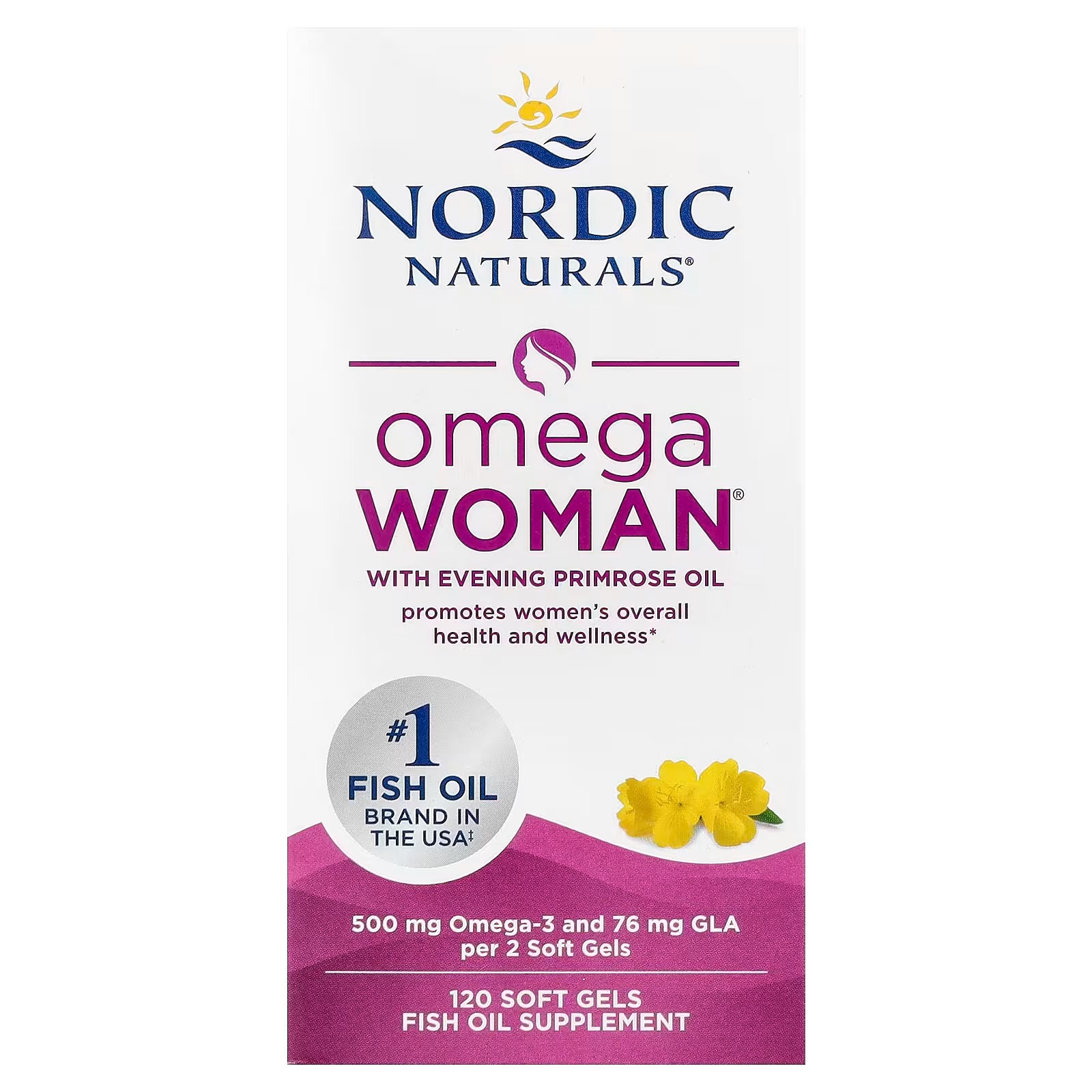 Nordic Naturals Women's Omega-3 w/Evening Primrose Oil Lemon - 120 Count | 800mg Evening Primrose Oil
