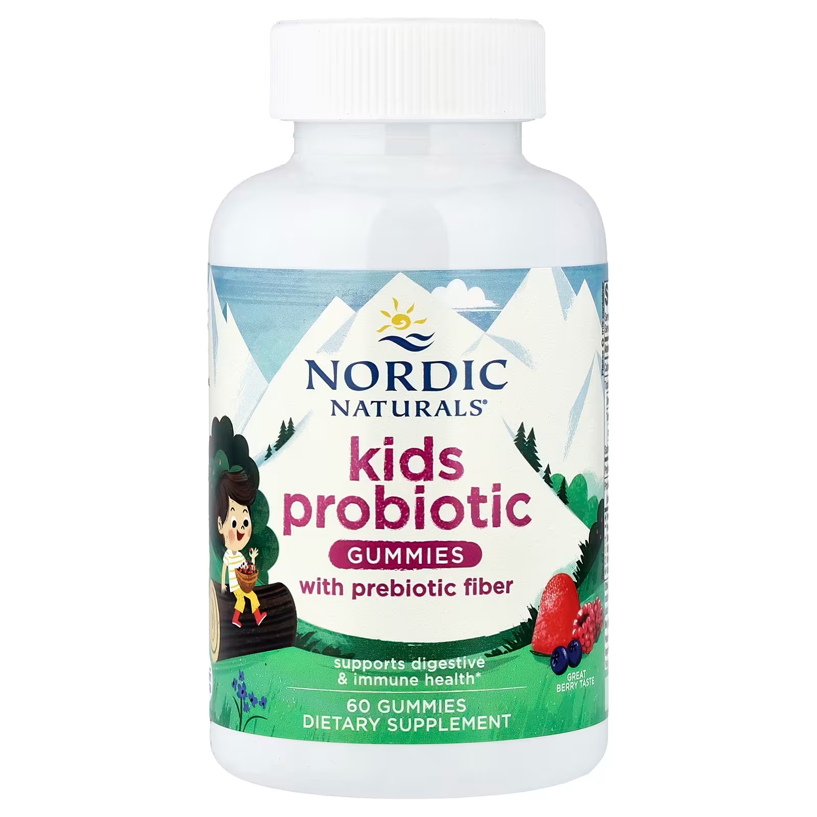 Nordic Naturals Kids Nordic Flora Probiotic Gummies 1.5B CFU - 60 Count | Supports digestive & immune health 1.5B CFU probiotics + prebiotic fiber