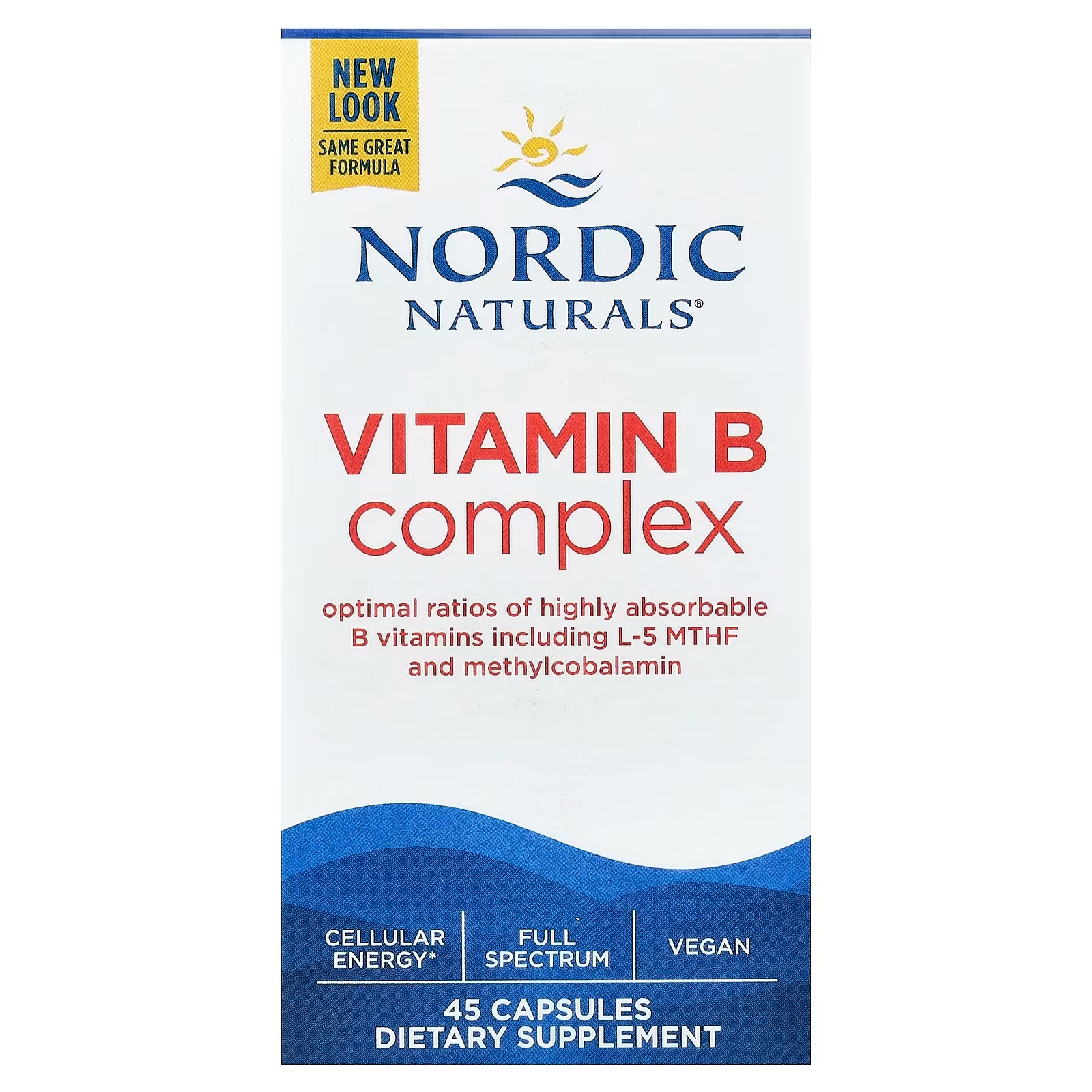 Nordic Naturals Vitamin B Complex Energy Metabolism - 45 Capsules | 8 essential B vitamins: B1 Thiamine B2 Riboflavin B3 Niacin B6 B12 B9 Folate B7 Biotin B5