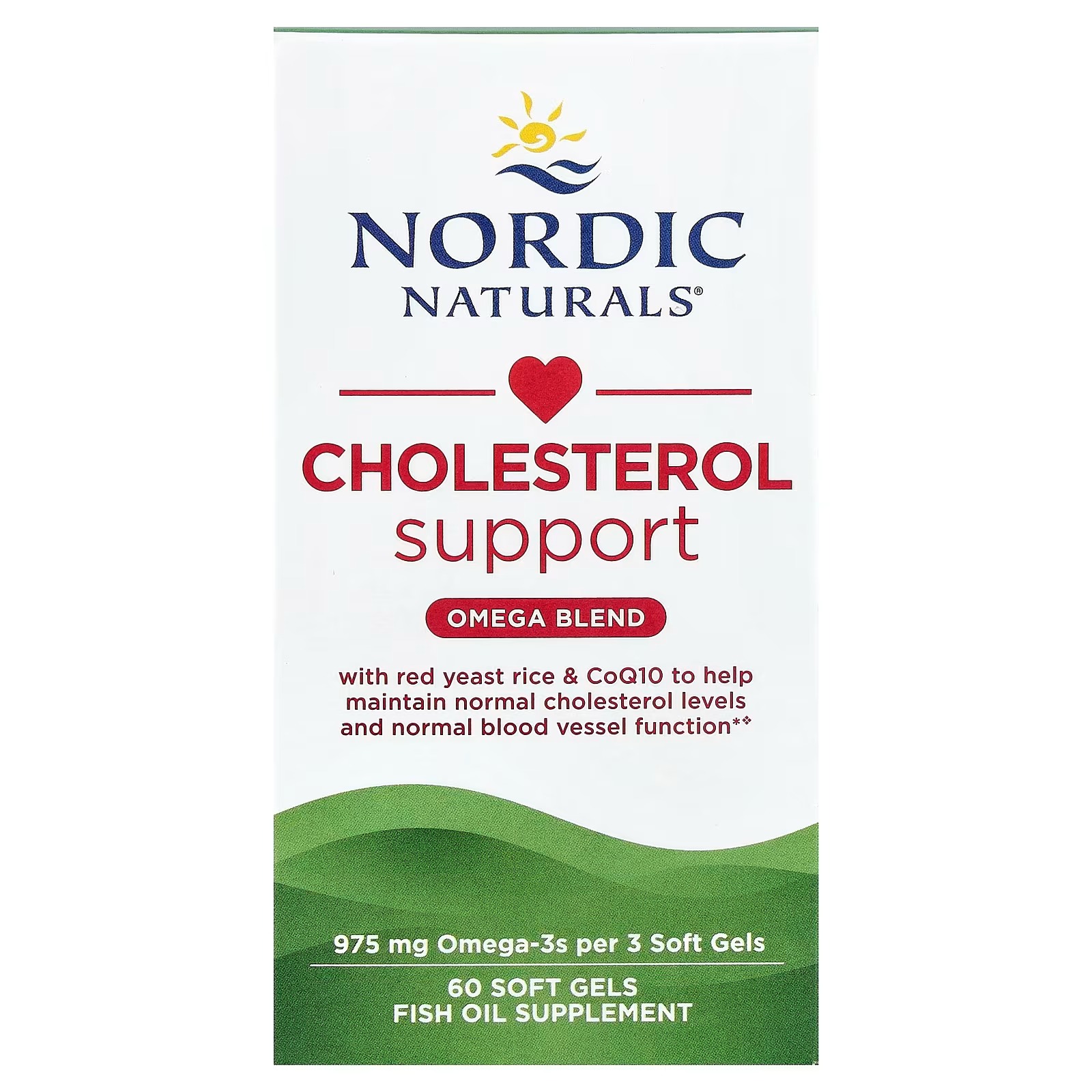 Nordic Naturals Cholesterol Support, 975mg Omega-3 + Red Yeast Rice + CoQ10 | Red Yeast Rice supports healthy LDL cholesterol naturally