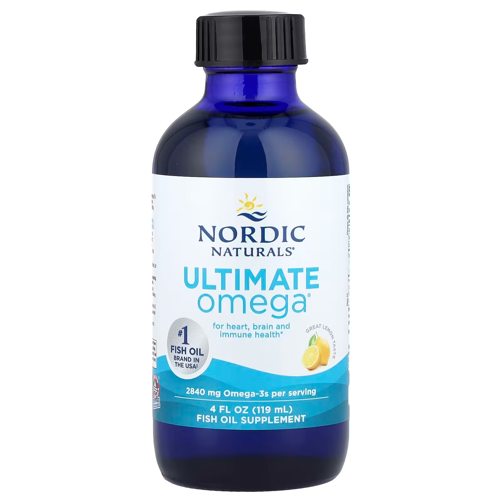 Nordic Naturals Ultimate Omega Liquid 2840mg Fish Oil, Lemon Flavor - 4oz | Fish Oil Supplement with EPA & DHA (119 ml)