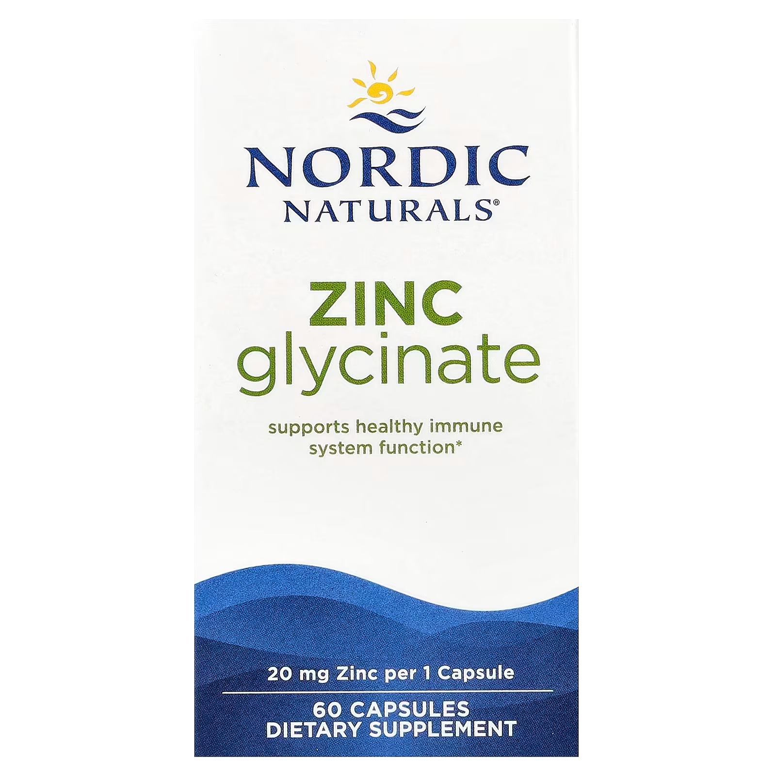 Nordic Naturals Zinc Glycinate 20mg Highly Absorbable Supplements, 60Count | Highly absorbable zinc glycinate supports immune health