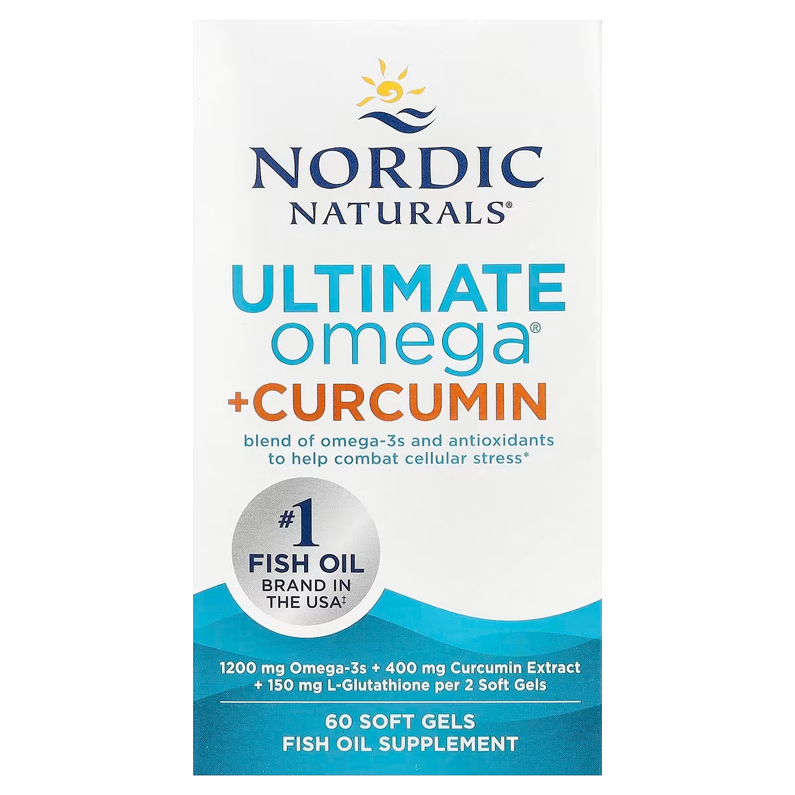 Nordic Naturals Omega Curcumin 1200mg Omega-3 + 400mg Curcumin - 60 Count | Optimized curcumin for superior absorption Combats cellular stress