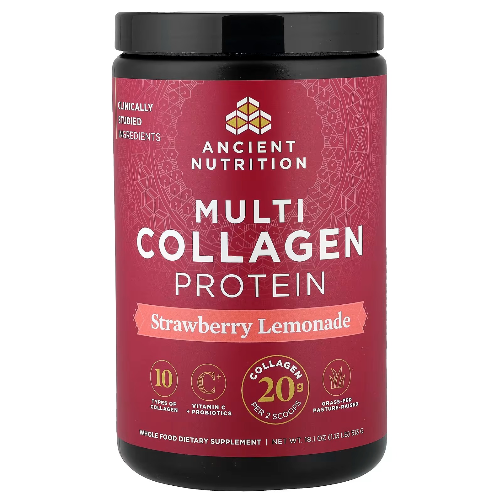 Ancient Nutrition Hydrolyzed Multi Collagen Peptides – Strawberry Lemonade, Collagen Protein Supplement