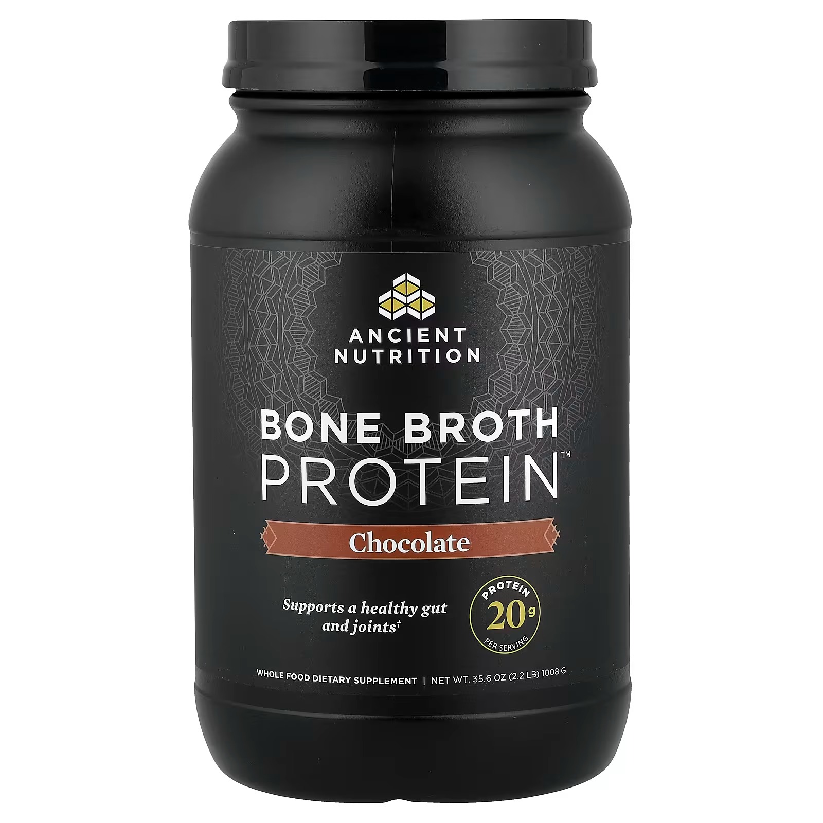 Ancient Nutrition Grass-Fed Bone Broth Protein Powder – Chocolate Flavor, Premium Protein Supplement