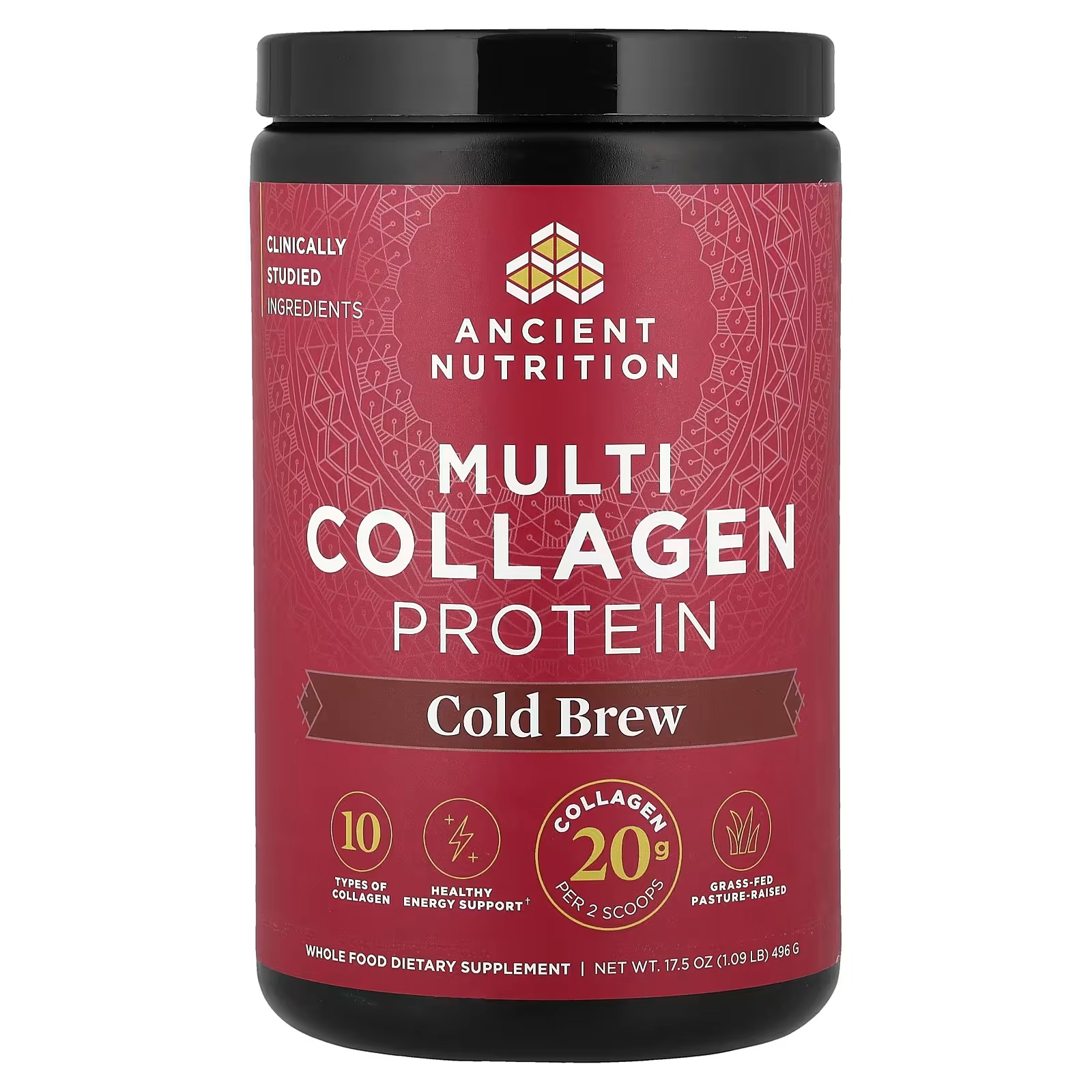 Ancient Nutrition Multi Collagen Protein 1.09 lb (496g) – Cold Brew Flavor, Collagen Protein Powder