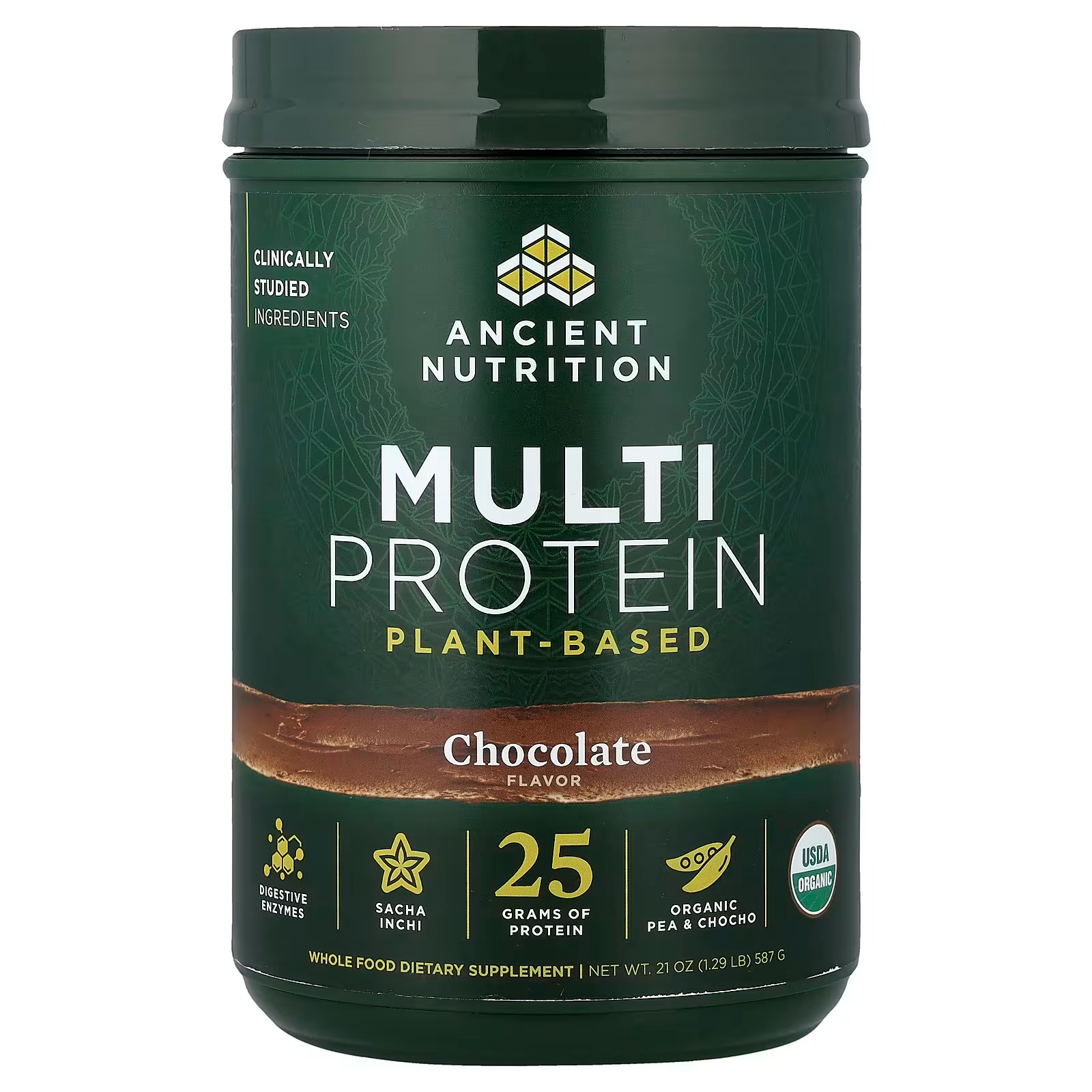 Ancient Nutrition Multi Protein Plant-Based Chocolate 1.29 lb (587g) – Plant Protein Powder Supplement