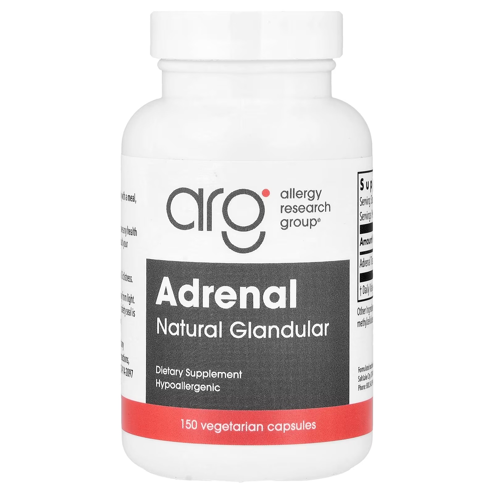 Allergy Research Group Adrenal Natural Glandular 100 mg 150 Vegetarian Capsules – Adrenal Support Supplement