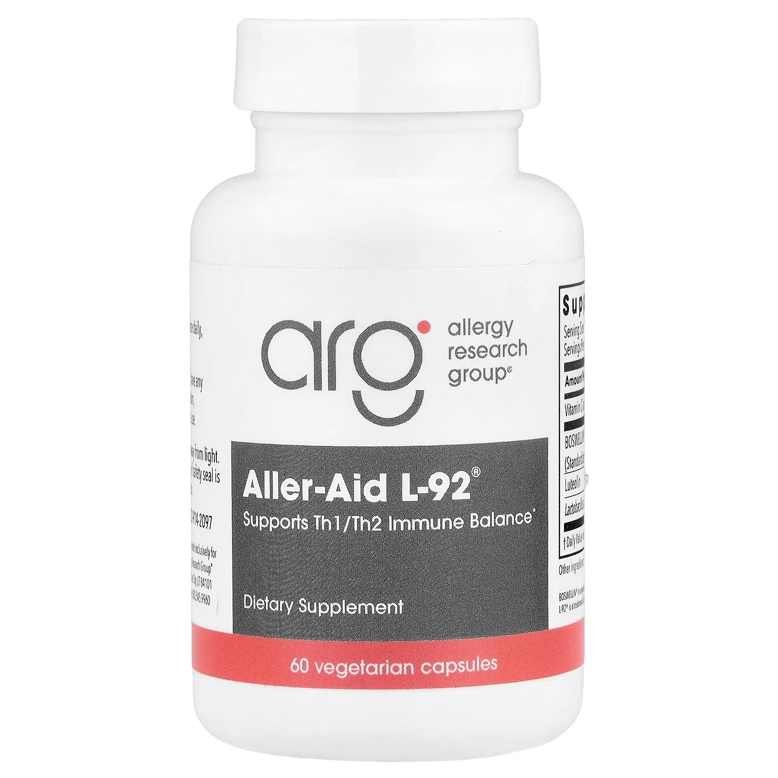 Allergy Research Group Aller-Aid L-92® 60 Vegetarian Capsules – Advanced Seasonal Allergy & Immune Support Supplement