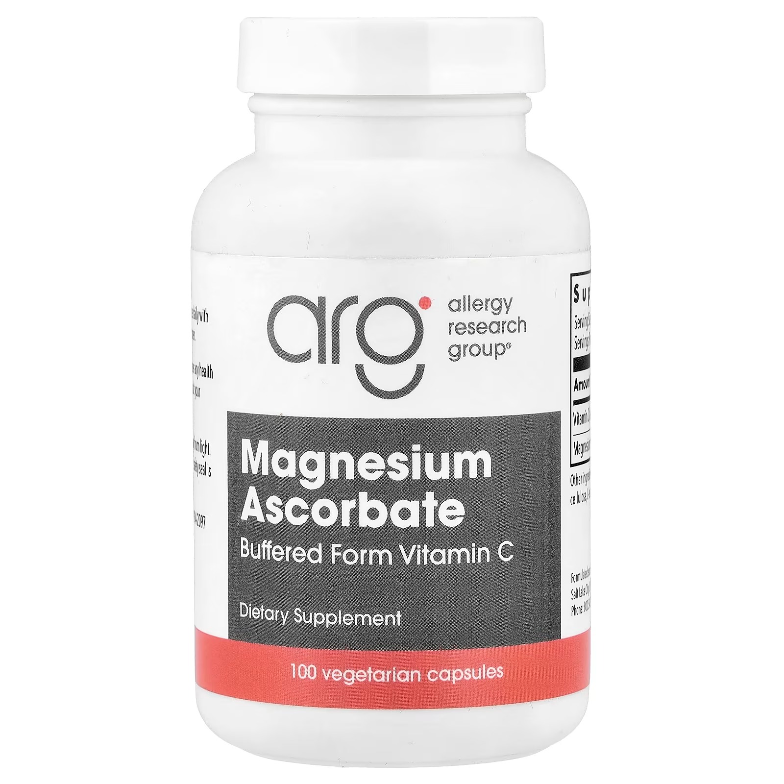 ARG Magnesium Ascorbate Buffered Vitamin C 1000 mg 100 Capsules – Buffered Vitamin C & Antioxidant Support Supplement