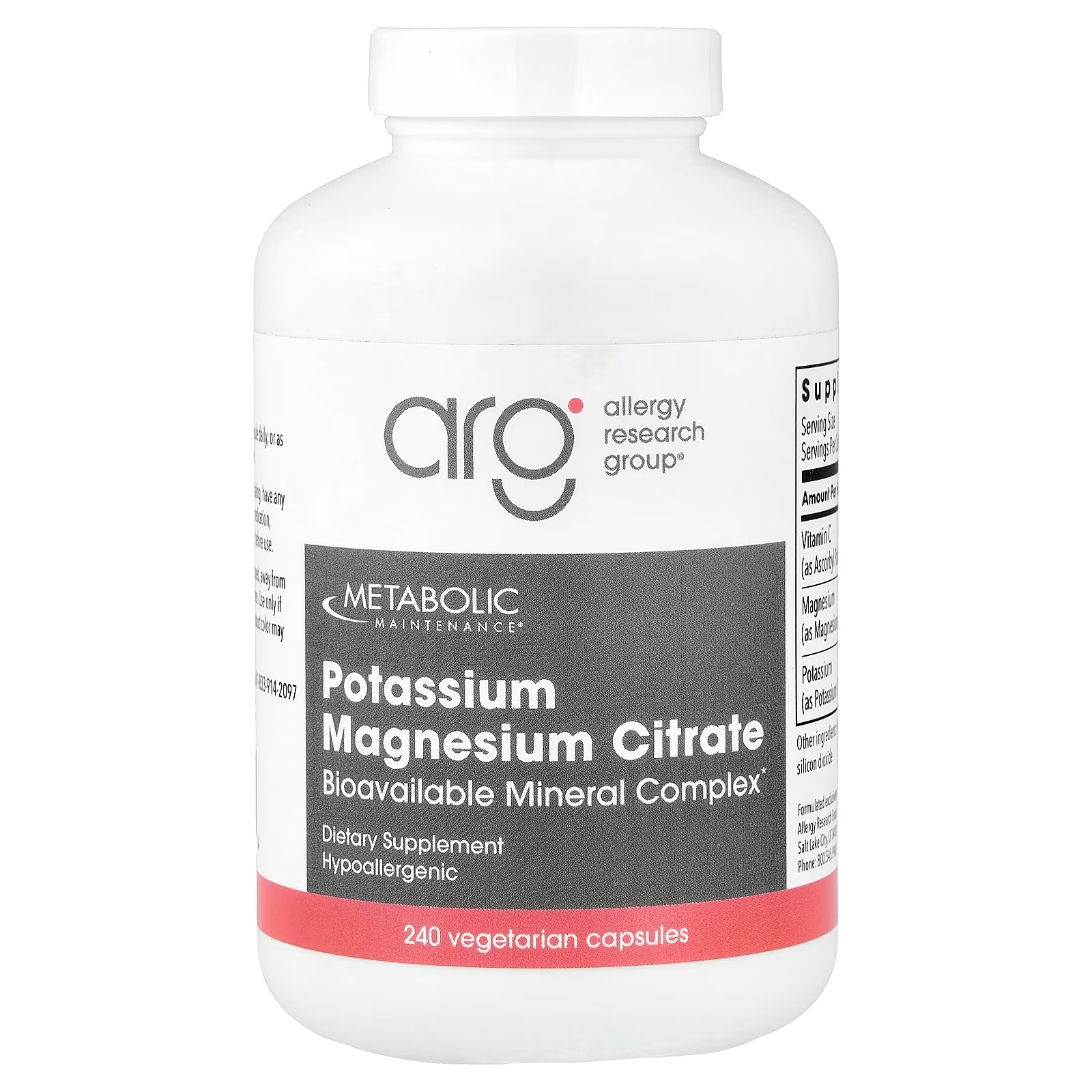 Metabolic Maintenance Potassium Magnesium Citrate 240 Vegetarian Capsules – Premium Mineral Supplement for Electrolyte & Daily Wellness Support