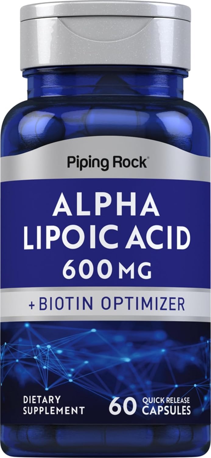 Piping Rock ALA 600mg with Biotin Optimizer – Antioxidant Supplement