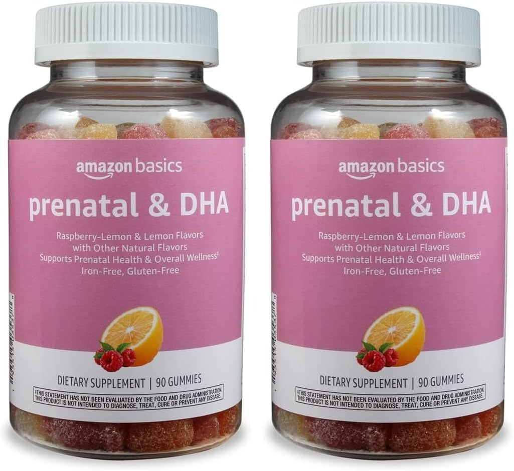 Amazon Basics Prenatal DHA Gummies – Raspberry & Lemon Daily Supplement