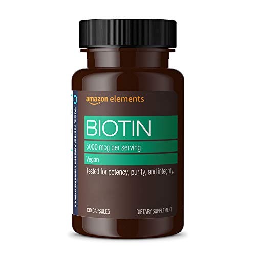 Amazon Elements Biotin 5000 mcg – Vegan Hair, Skin & Nails Support