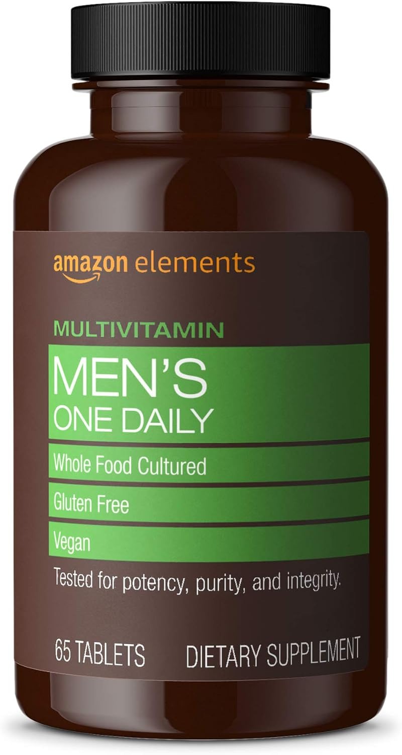 Amazon Basics Men’s Multivitamin – Vegan, Whole Food Cultured, 65 Tablets