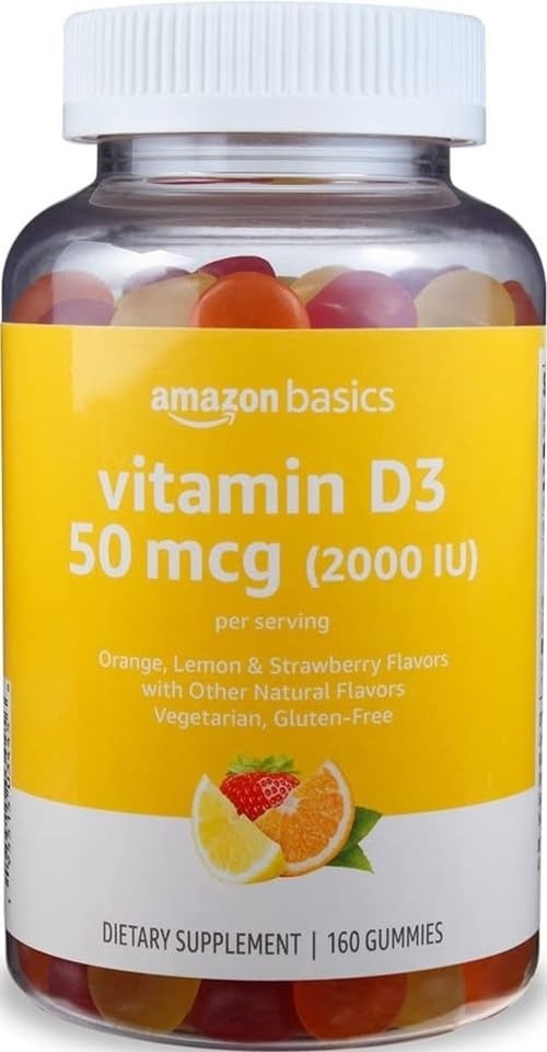 Amazon Basics Vitamin D3 2000 IU Gummies – Orange, Lemon & Strawberry