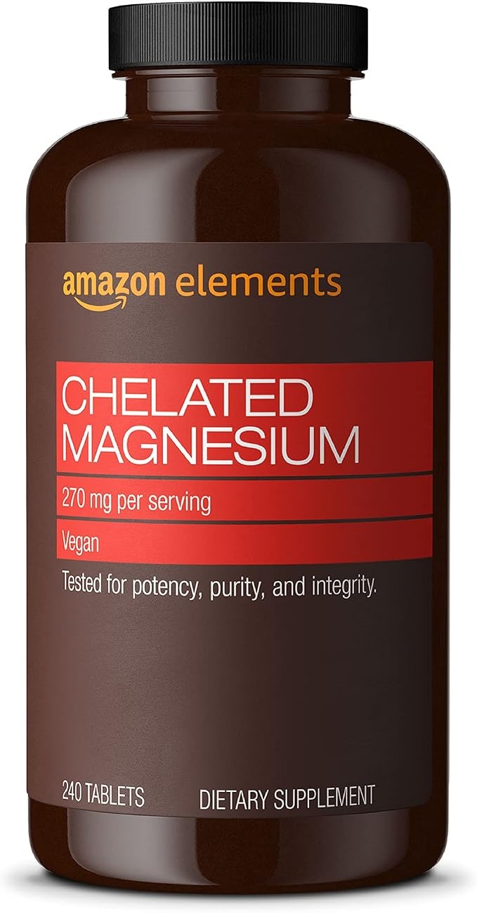Amazon Elements Chelated Magnesium – 270mg per Serving, Vegan