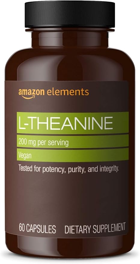 Amazon Elements L-Theanine 200mg – Vegan & Gluten Free, 60 Capsules