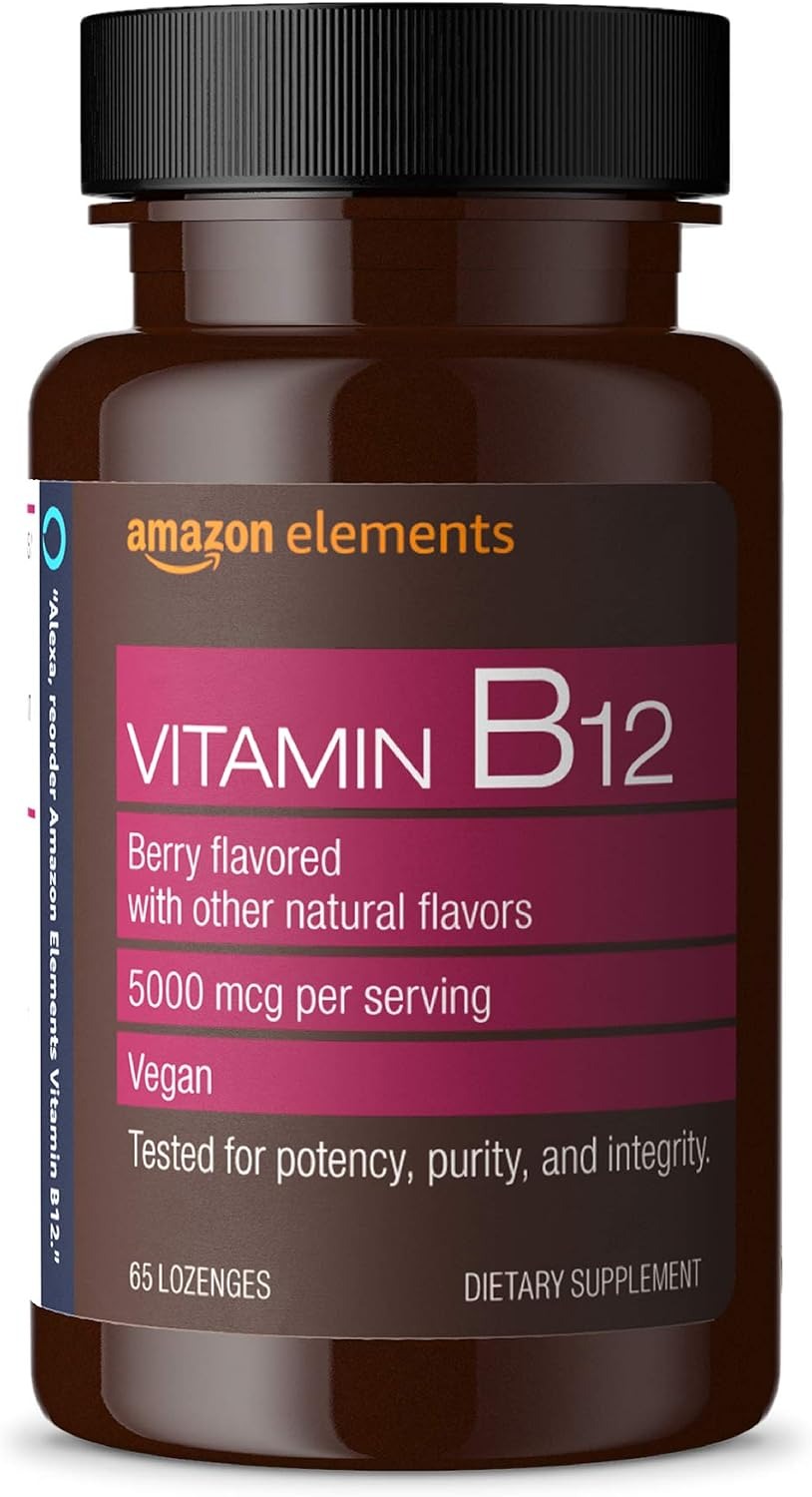 Amazon Elements Vitamin B12 Methylcobalamin 5000mcg – 65 Lozenges