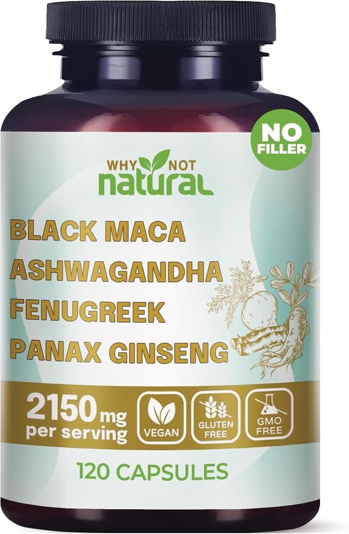 Why Not Natural 4-in-1 Organic Black Maca Root Ashwagandha Capsules