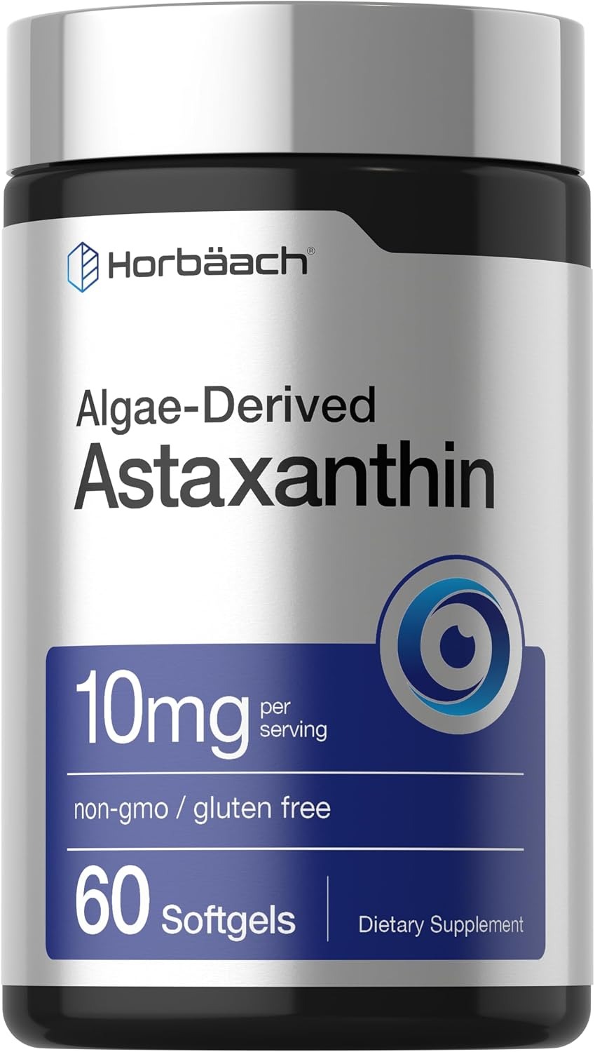Horbäach Astaxanthin 10mg Wellness Supplement 60 Count