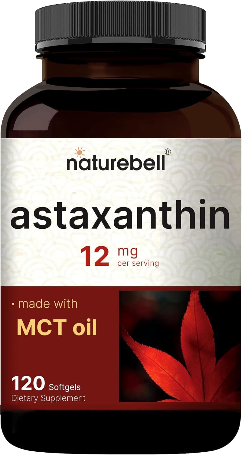 NatureBell Astaxanthin 12mg Non-GMO Gluten-Free 240 Softgels