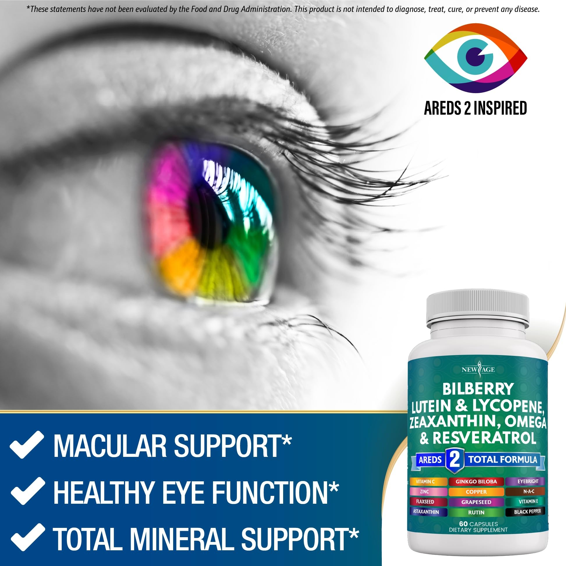 NEW AGE Eye Health Formula with Bilberry Vitamins