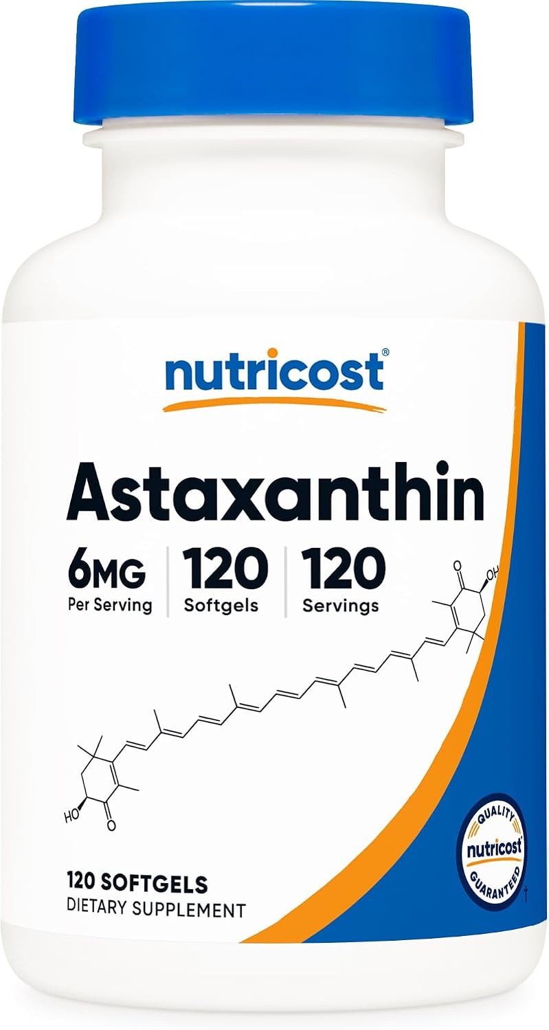 Astaxanthin 6mg by Nutricost | 120 Softgel Supplement