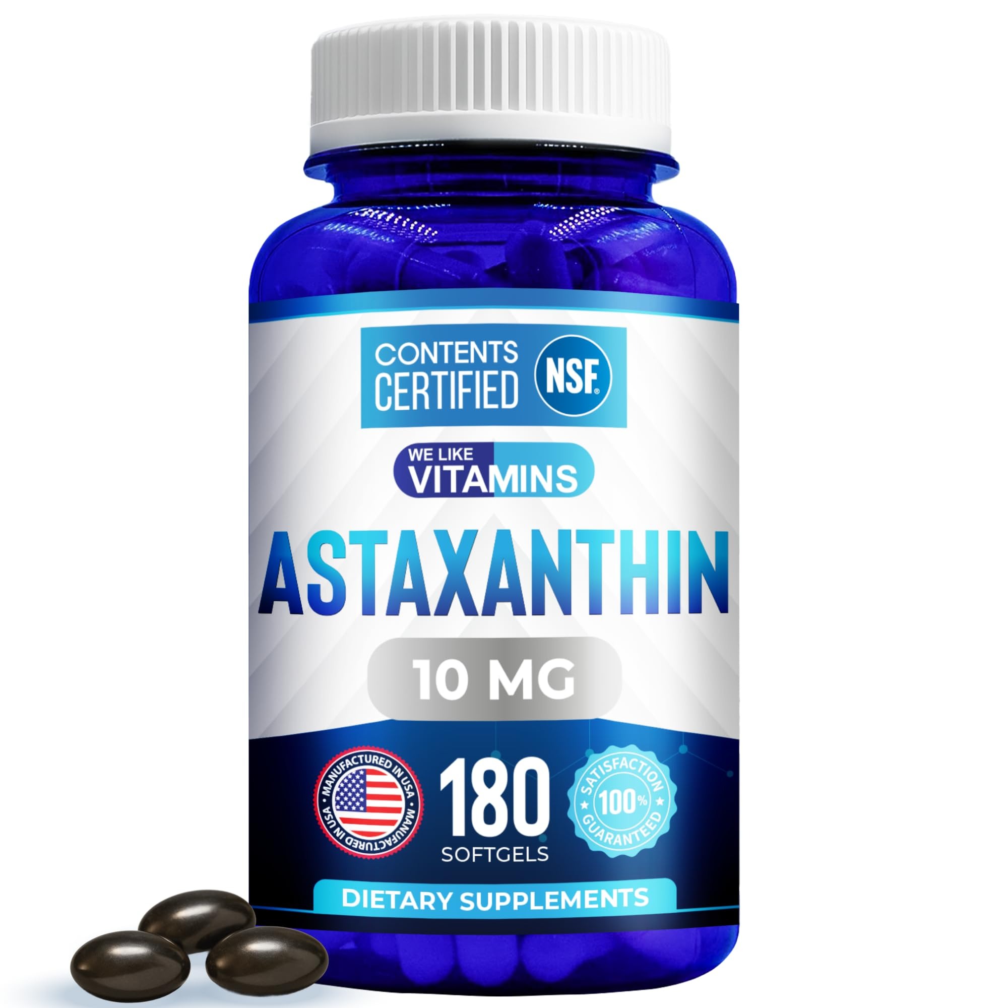 NSF Certified Astaxanthin 10mg | 60 Count Softgel Supplement