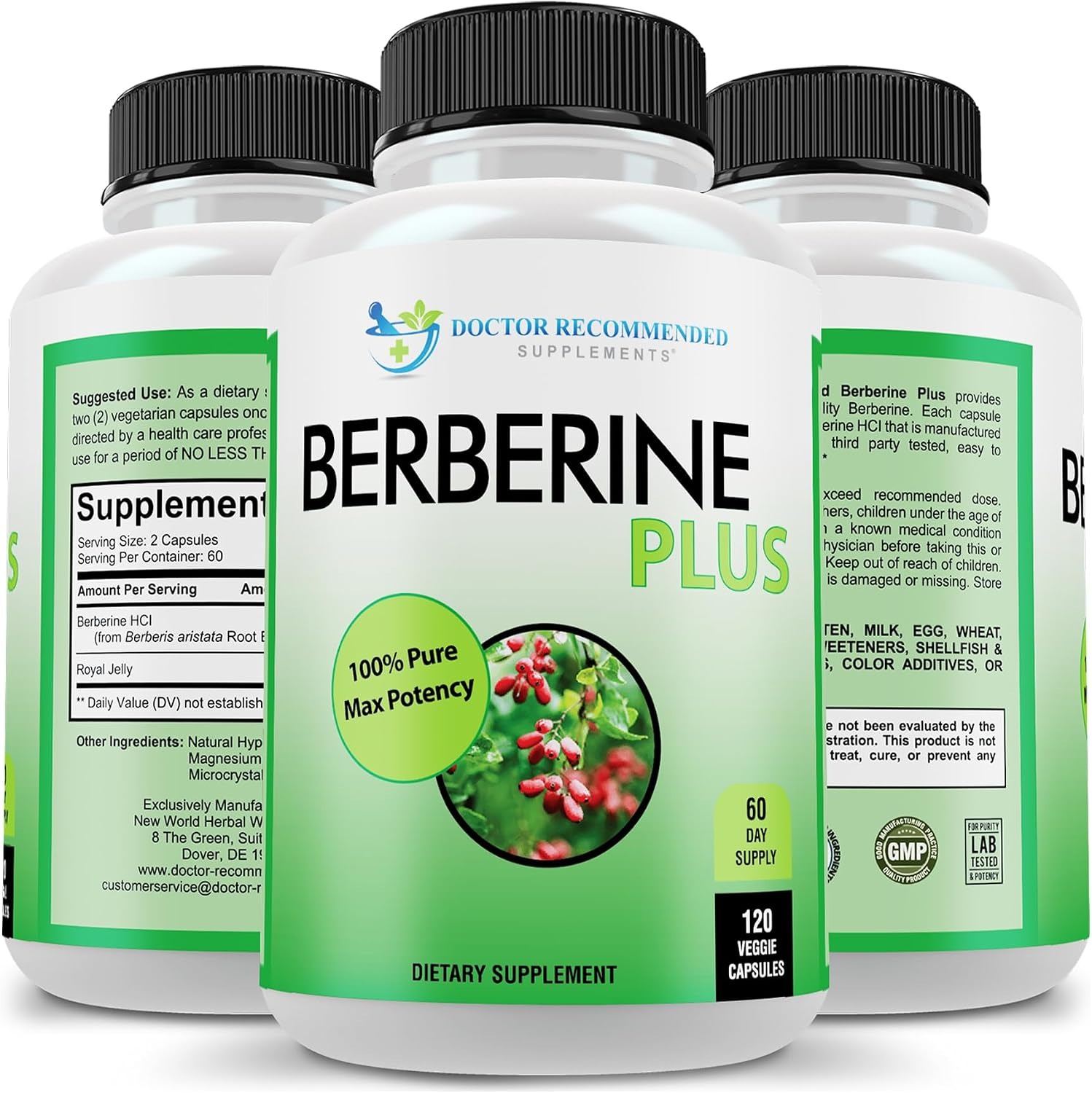 Doctor Recommended Supplements Berberine Plus 1200mg with Royal Jelly