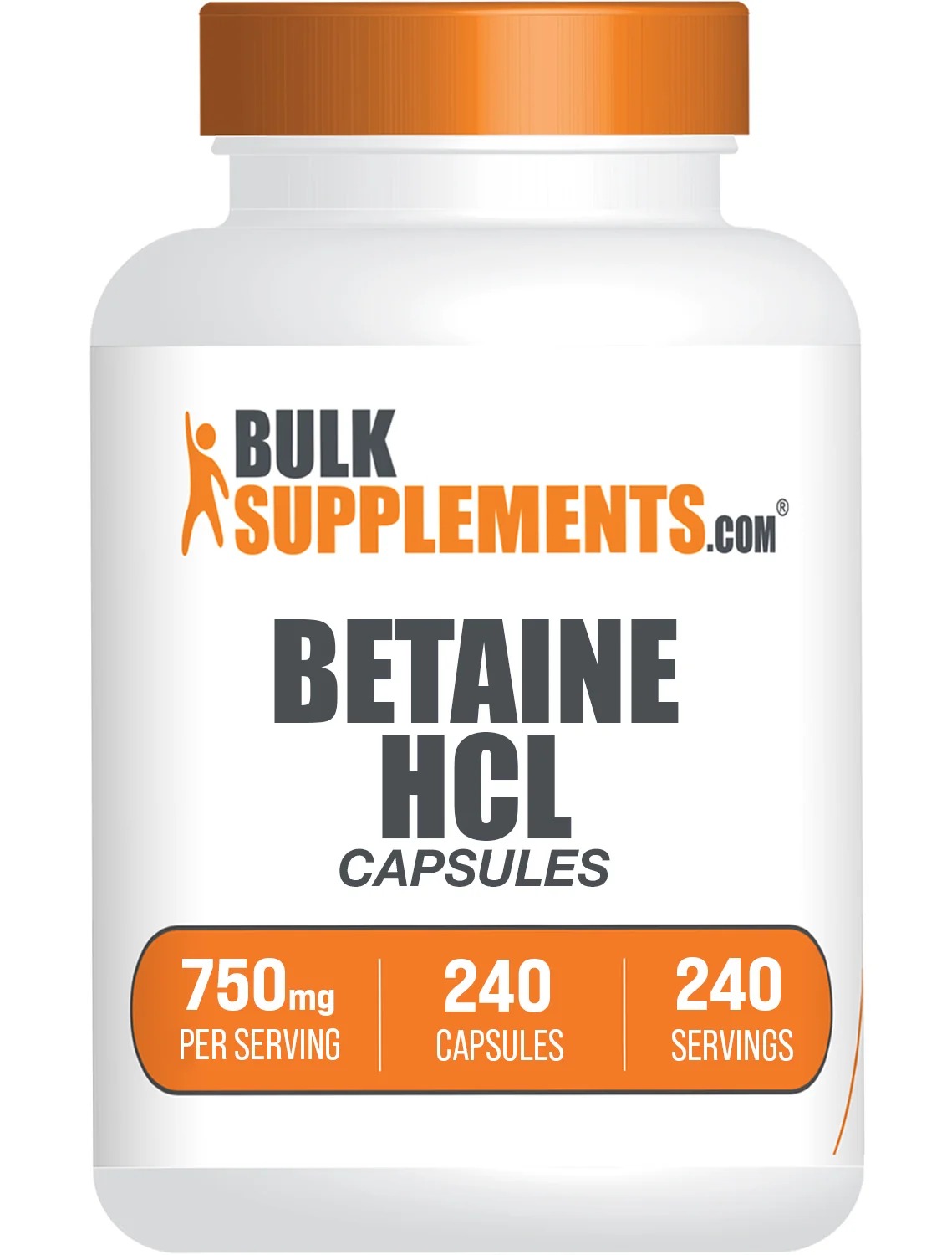 Betaine HCl 750mg Capsules | Digestive Support Supplement | 240 Count
