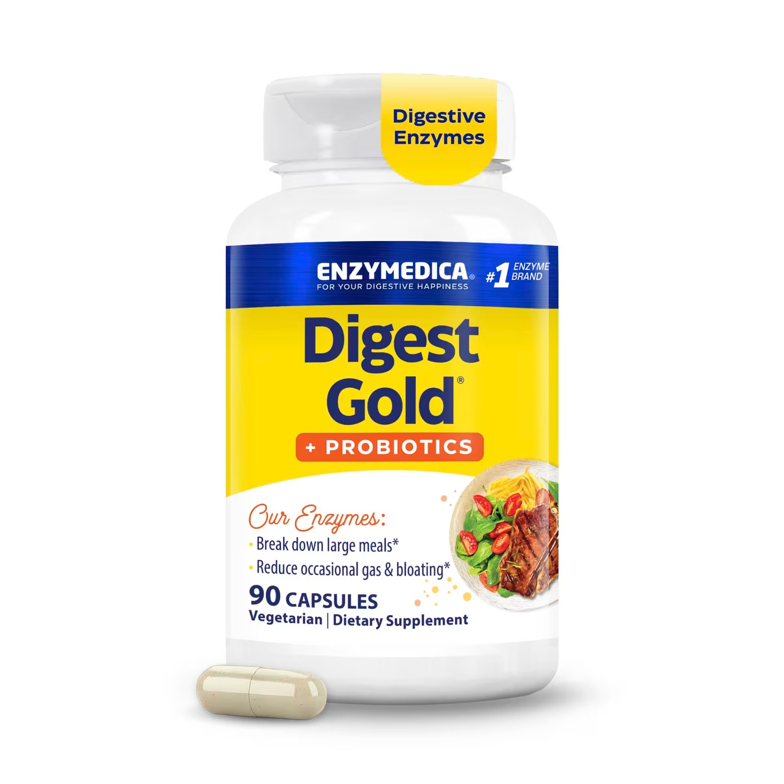 Enzymedica Digest Gold® + Probiotics | Advanced Digestive Enzyme Support | 90 Capsules
