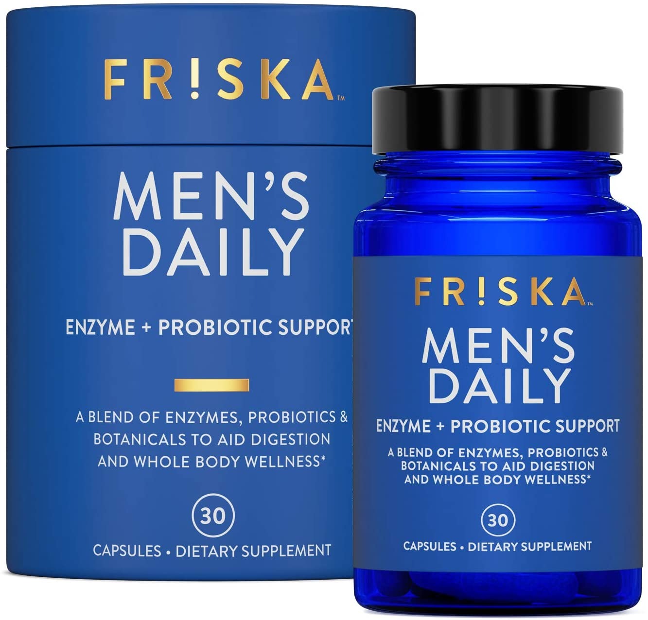 Friska Men’s Digestive Enzymes with Probiotics | Gut Health & Digestive Support | 30 Capsules