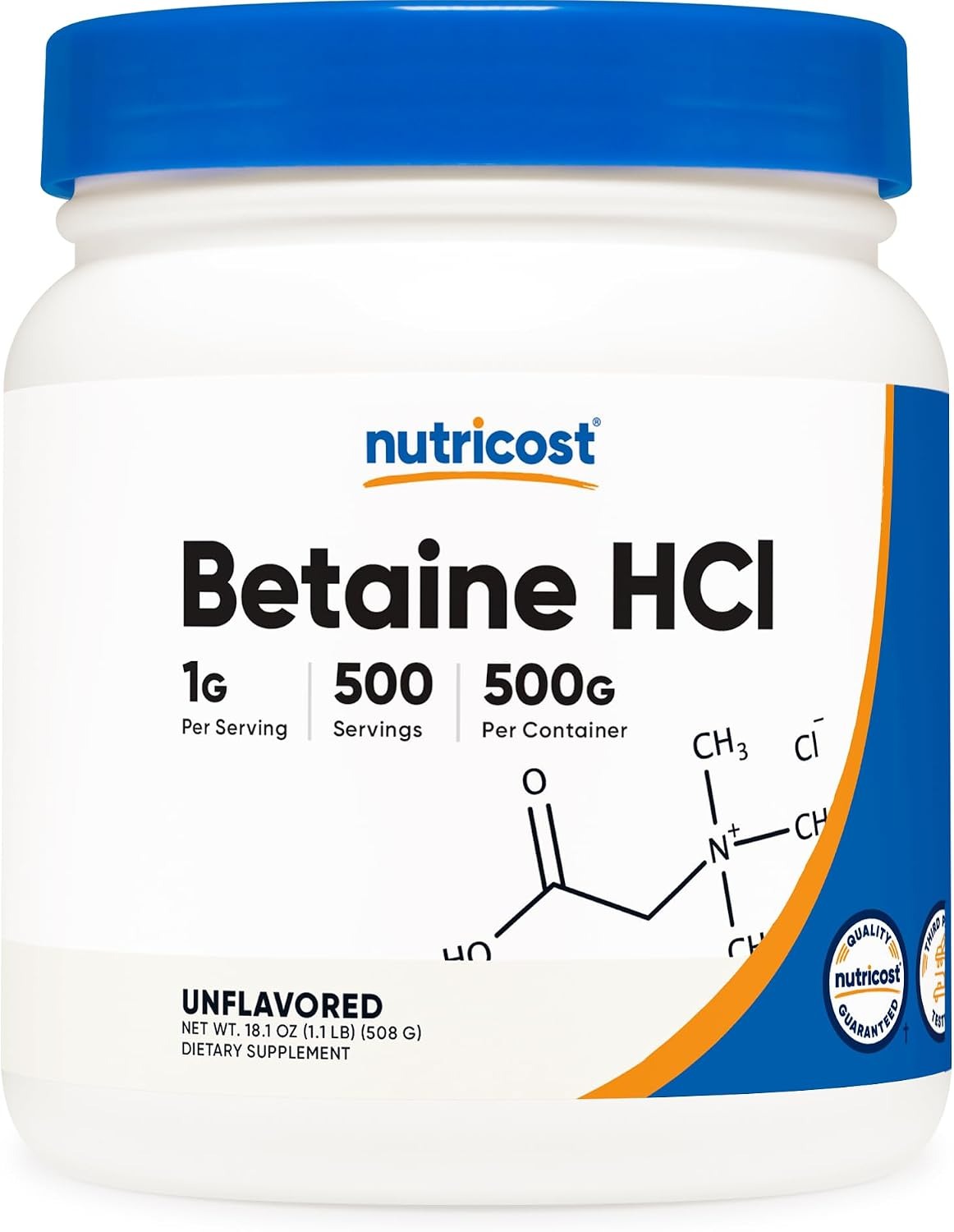 Nutricost Betaine HCl Powder 500g | 1g Per Serving | Digestive Support
