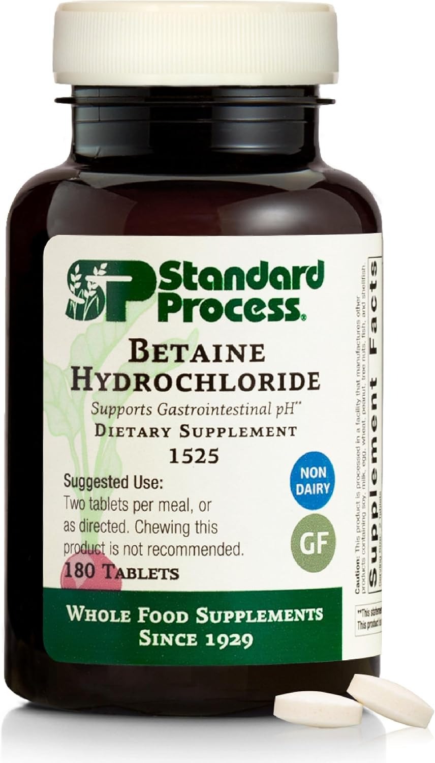Standard Process Betaine Hydrochloride | GI pH Support | 180 Tablets