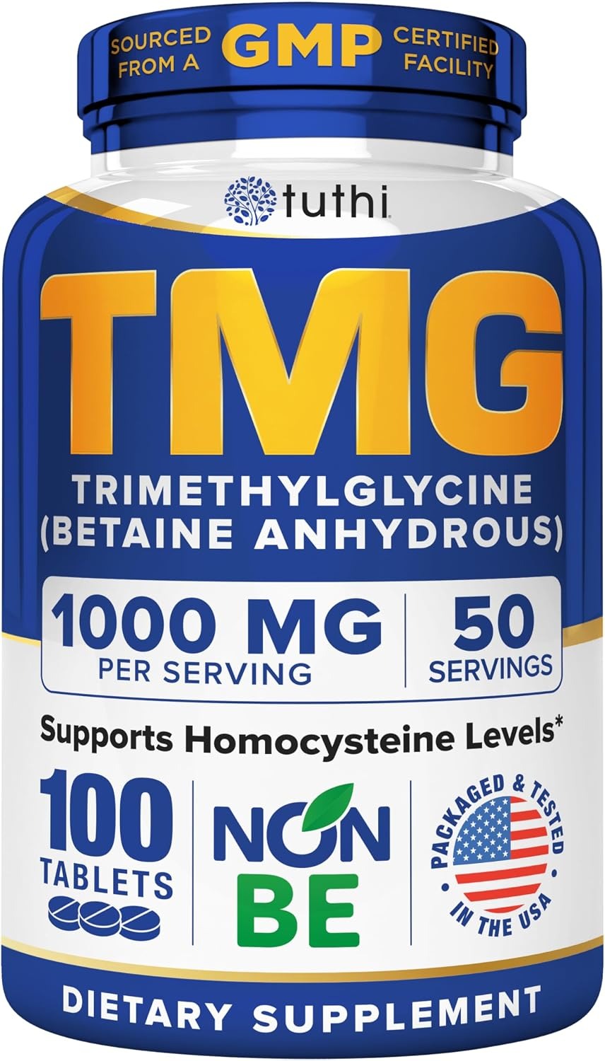 Tuthi TMG Supplement 1000mg | Trimethylglycine Betaine | 100 Vegan Tablets