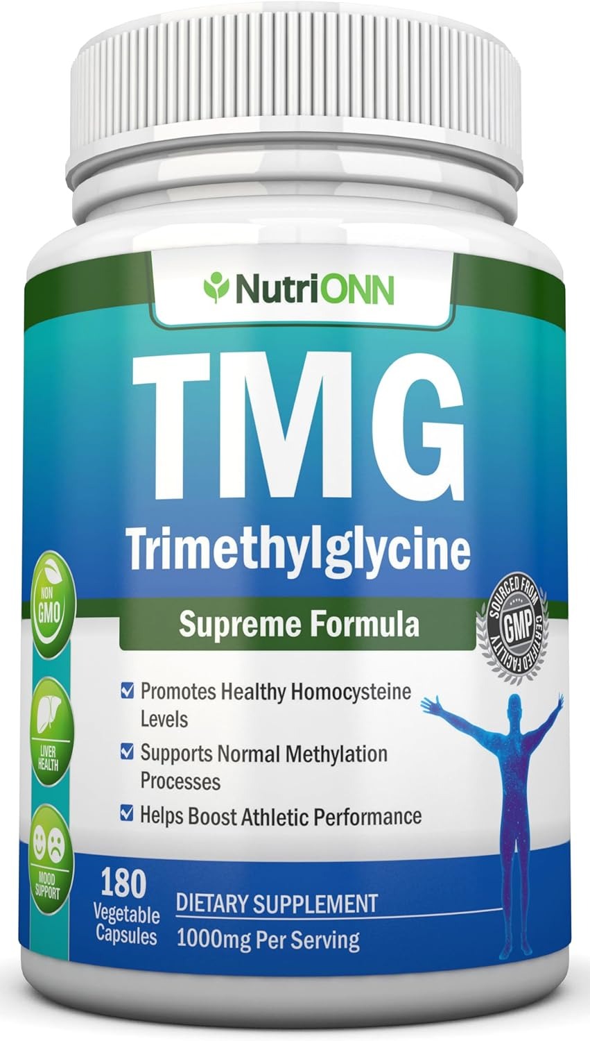 TMG Trimethylglycine 1000mg | Pure Betaine Anhydrous | 180 Capsules