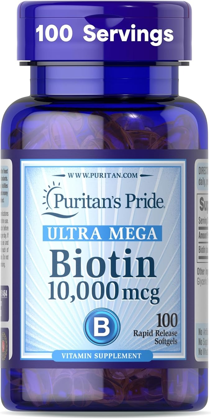 Puritan's Pride Ultra Mega Biotin 10,000mcg | 100 Softgels